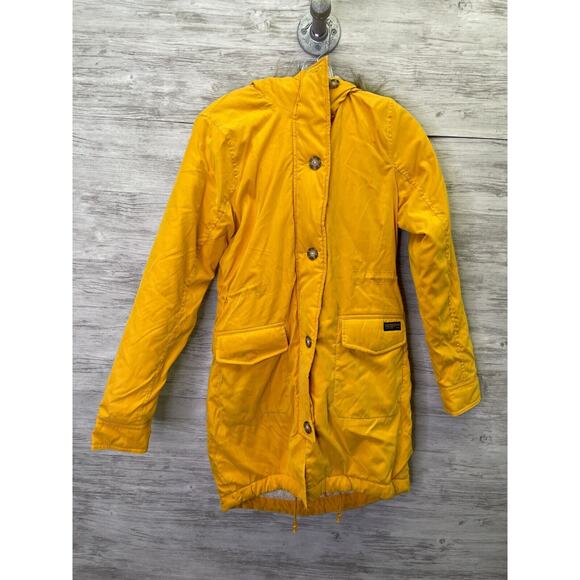 Abercrombie & Fitch Coat Womens XS Yellow Full Zip Sherpa Lined Faux Fur Parka - Picture 1 of 16
